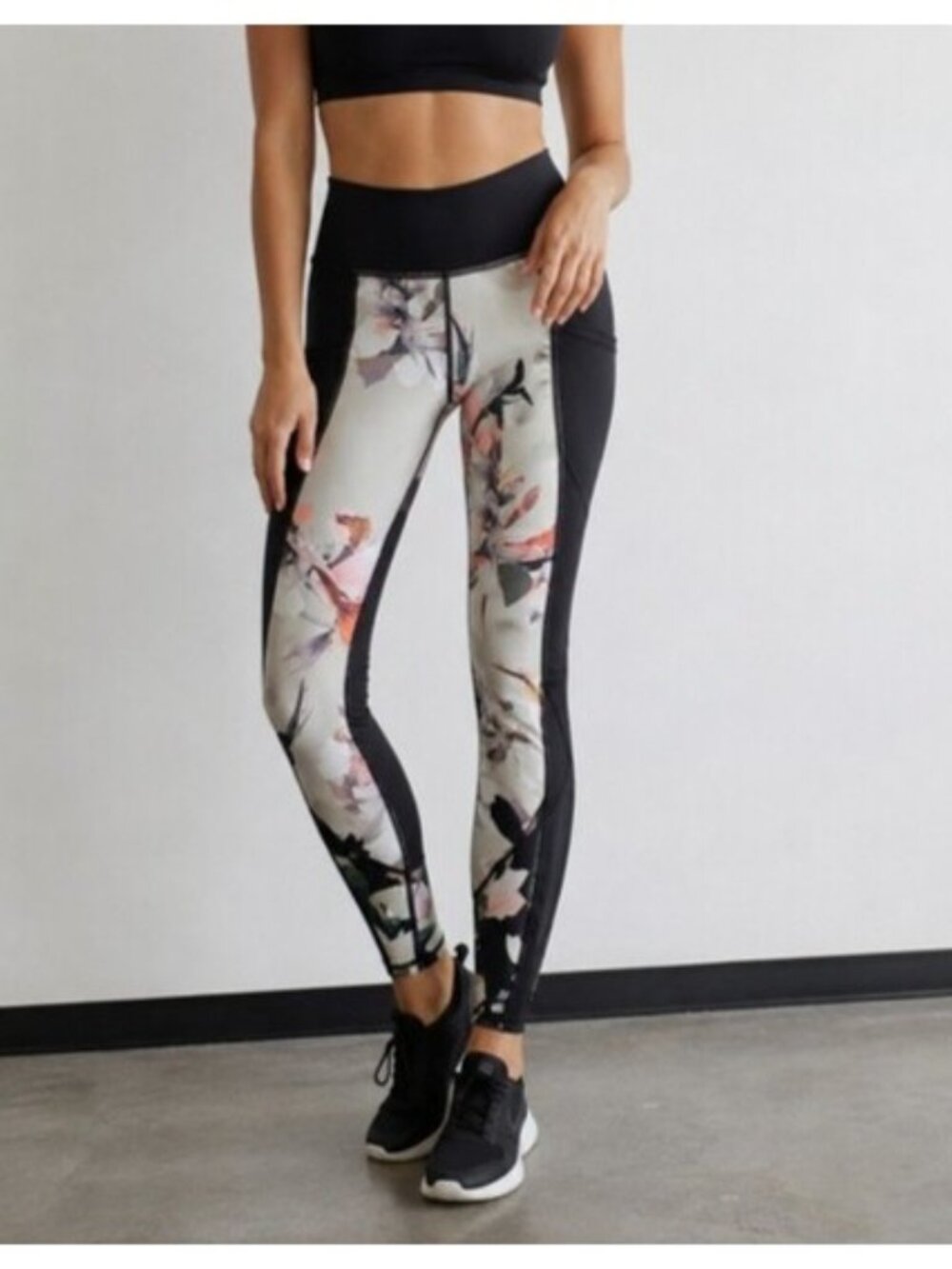 Athleta Floral Print High-Waisted Leggings XS Black & Multicolor